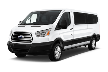 a van parked in front of a car