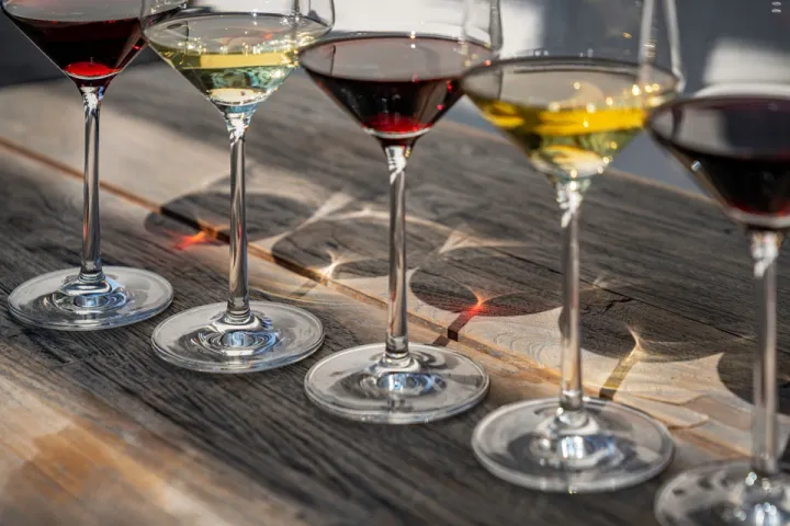 a close up of a glass of wine